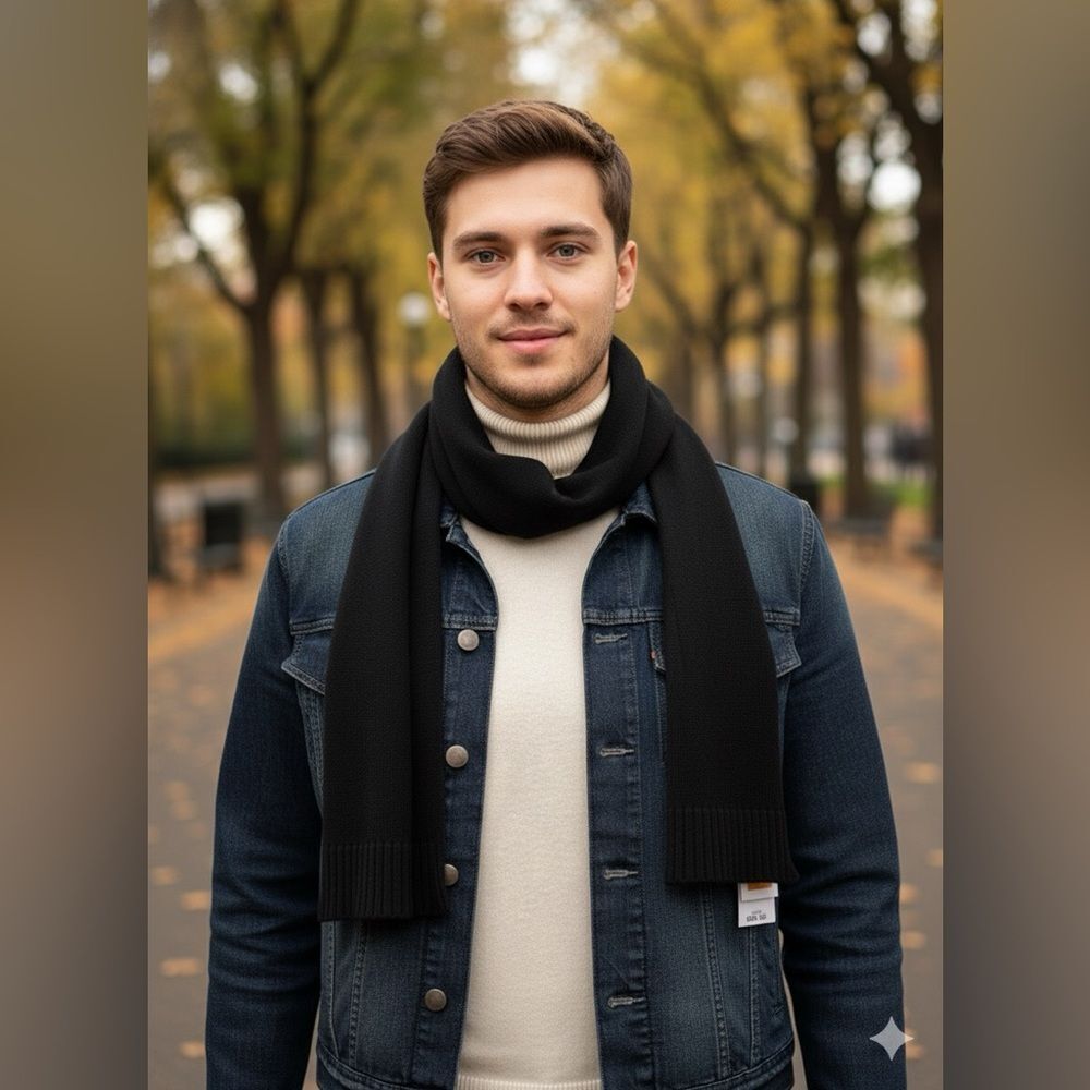 Timberland Black Knit Scarf
